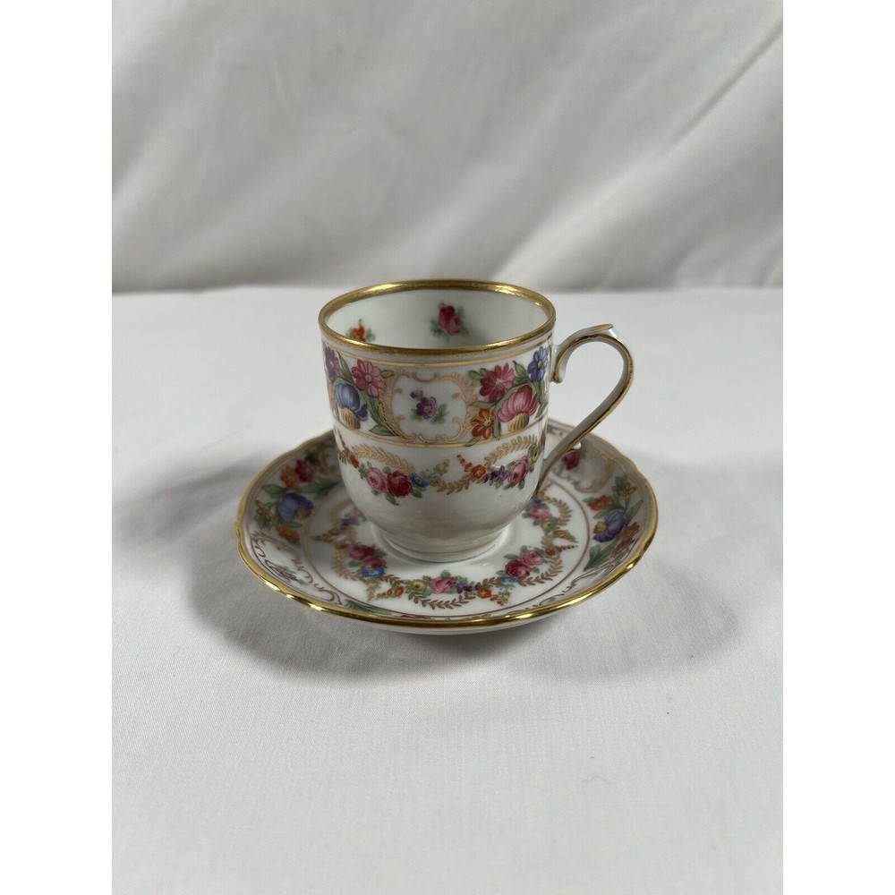 Schumann Germany Delicate Flowers Gold Trim Tea Cup & Saucer #258